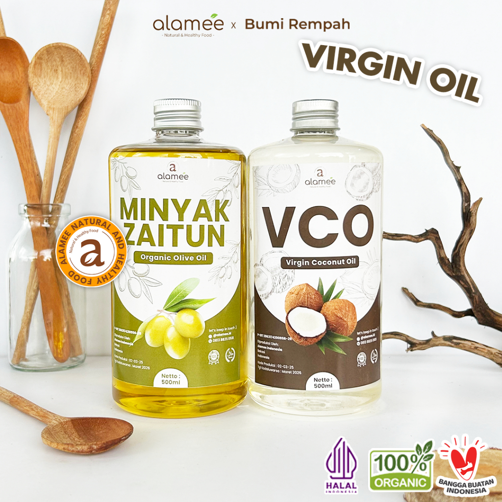 

ALAMEE Virgin Coconut Oil Minyak Zaitun Kelapa Murni Extra VCO Dapat Di minum Di masak Organik 500ml