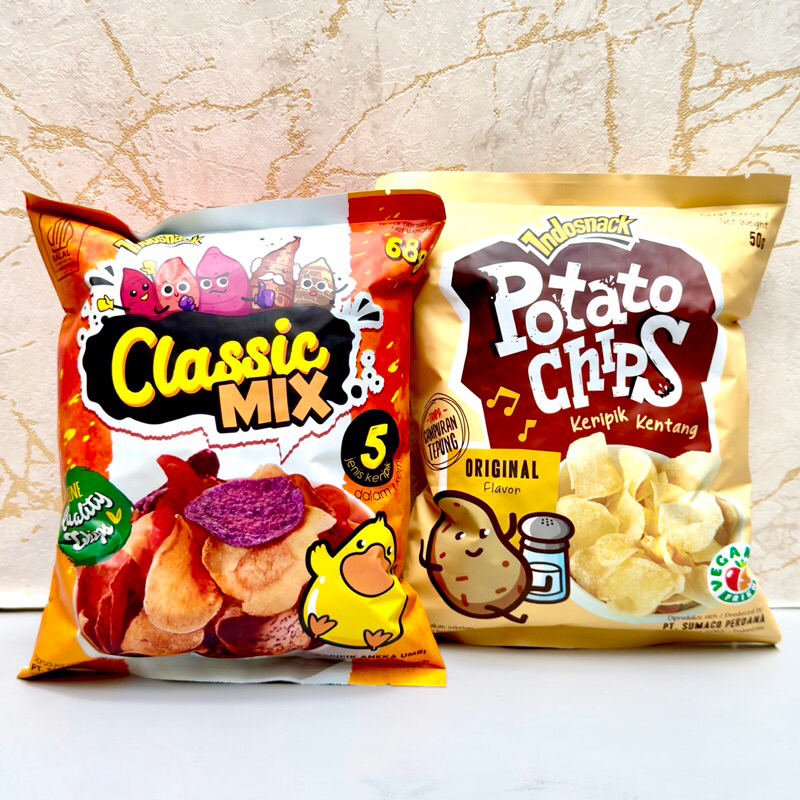 

Indosnack Potato Chips Classic Mix Kentang Umbi Ubi Vegan Vegetarian