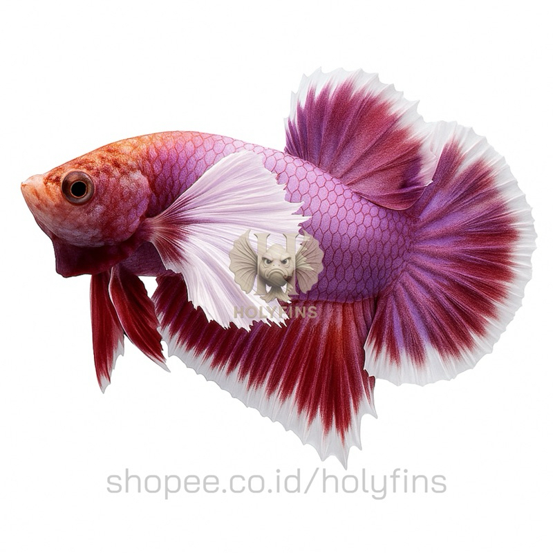HOLYFINS - Ikan Cupang Plakat Dumbo Ear Sepasang Blue Red Line Multicolor