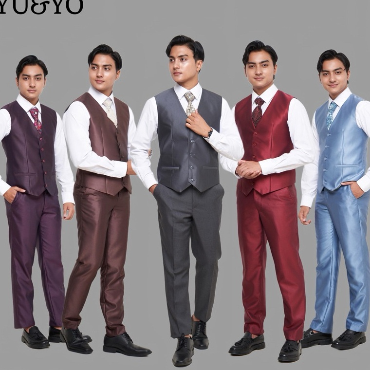 KODE F15F Rompi Pengantin Rompi Wedding Vest Nikah Rompi Pria dalaman jas Semi Formal Hitam