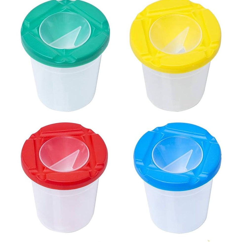 

KODE H59R Kiedler Kids Paint Cup for Brush Spill Proof Cups Set of 4 Tempat Kuas Anti Tumpah