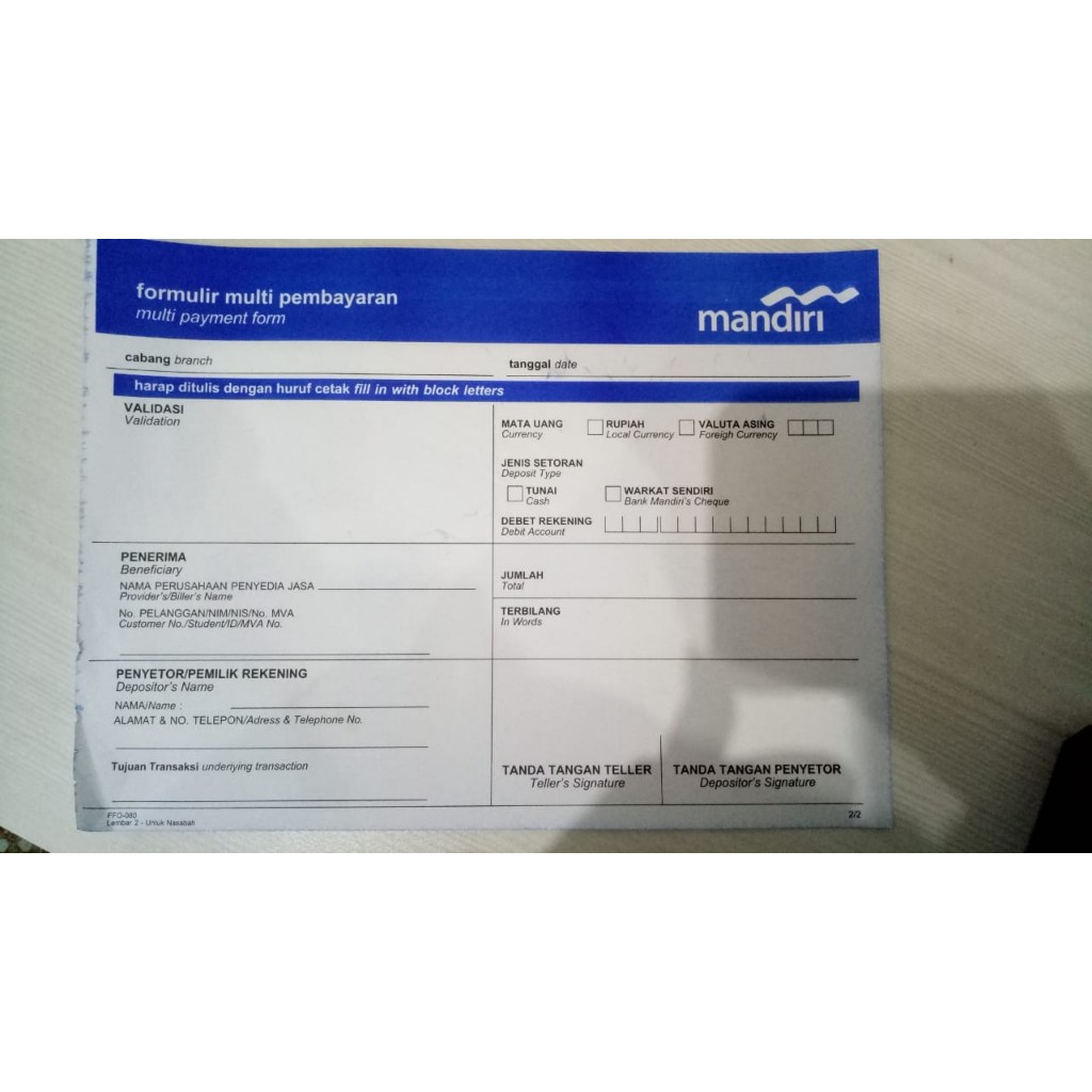 

SLIP FORMULIR MULTI PEMBAYARAN