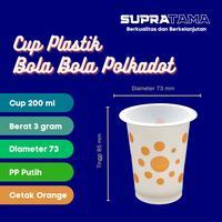 SUPRA CUP BOLA ORANGE GELAS PLASTIK POLKADOT KOPI / TEH 200 ML - CUP PRINTING