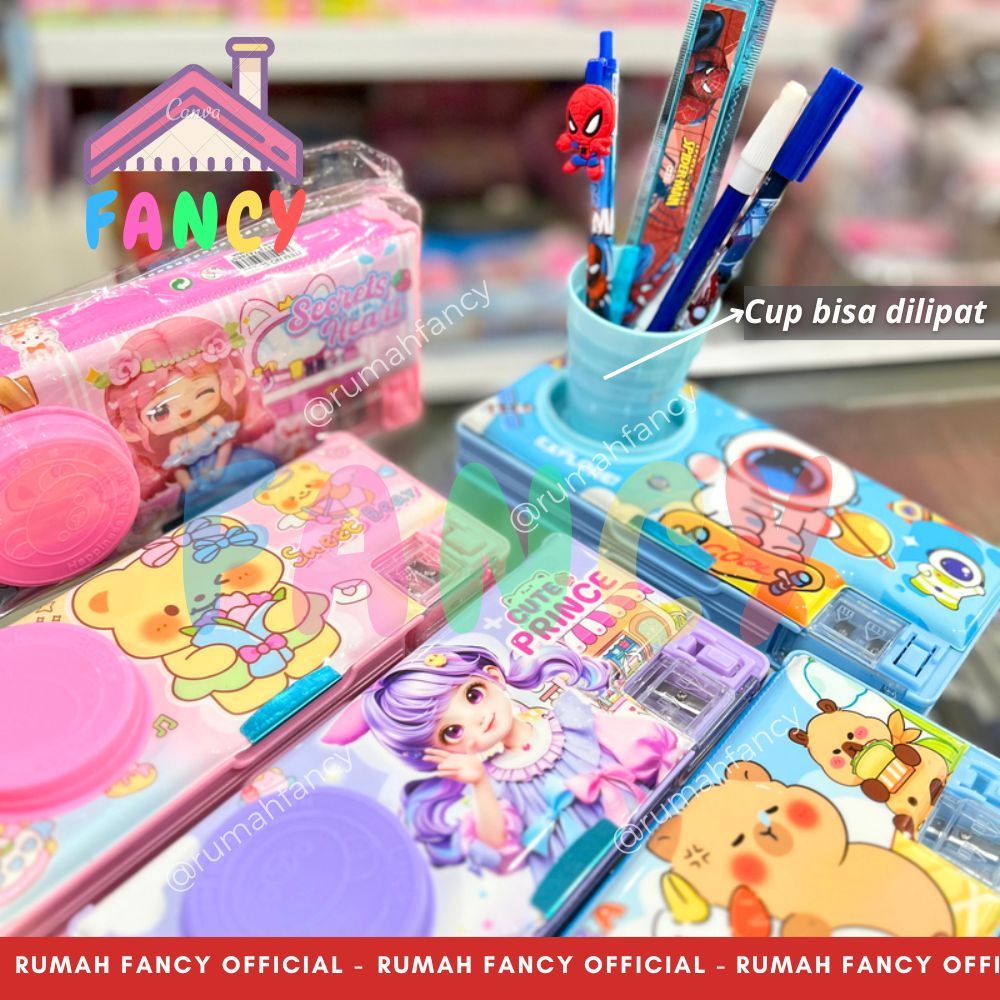 

[FREE DUS + BUBBLEWRAP] TEMPAT KOTAK PENSIL MAGNET + CUP LIPAT SL 286 Motif Karakter Cewek Cowok