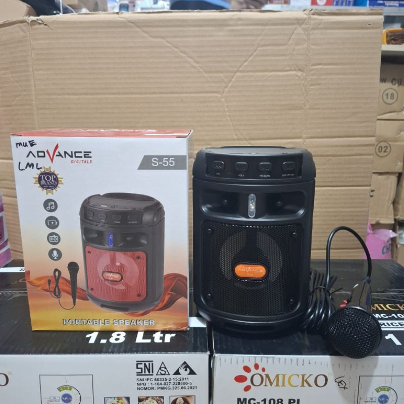 Speker bluetooth portabel ADVANCE s55 free mic kabel