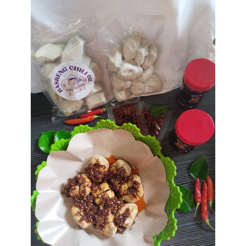 

Basreng mentah chili oil isi 12 kemasan Vakum