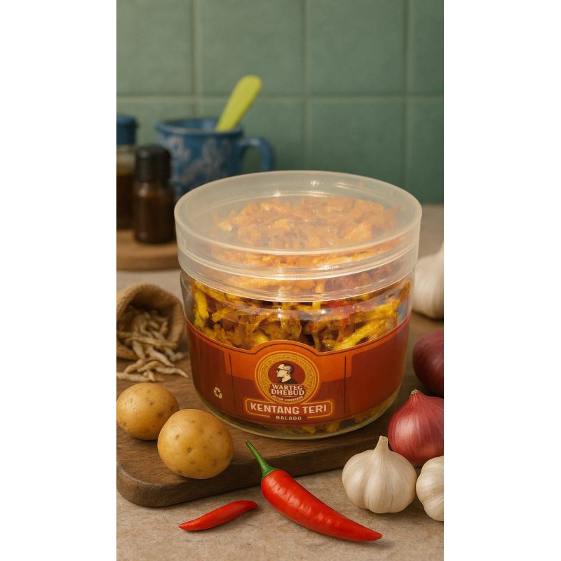 

Kentang Teri Mustofa Warteg Dhebud Gurih Asem Pedas