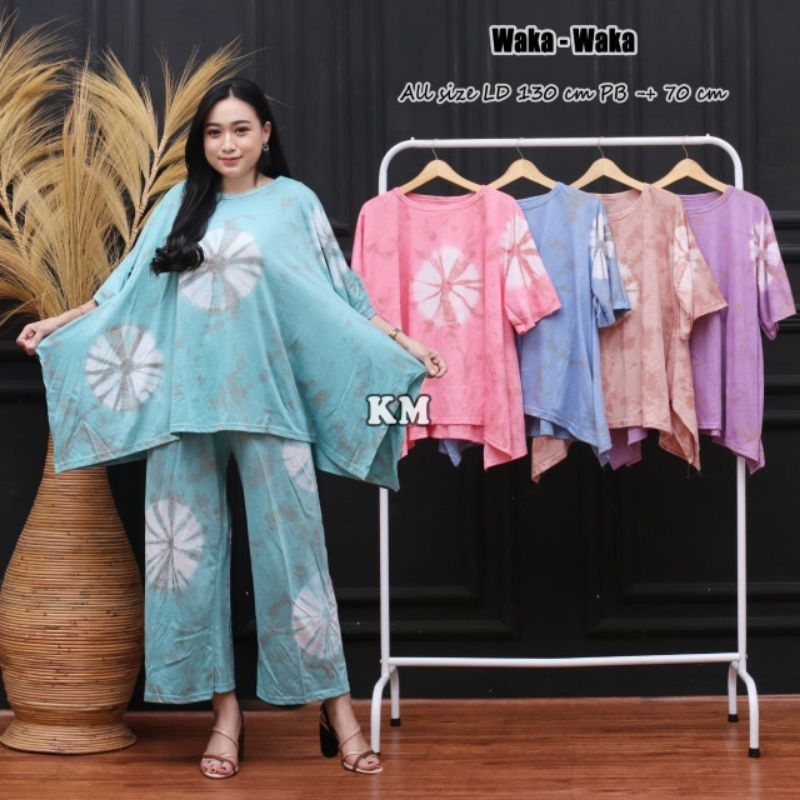 SETELAN KAOS JUMBO LD 130 One set Waka motif BUNGA