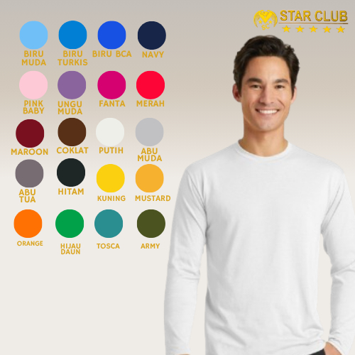 Kaos Polos Lengan Panjang Unisex Cewek Cowok Leher Round Neck Cotton 30s