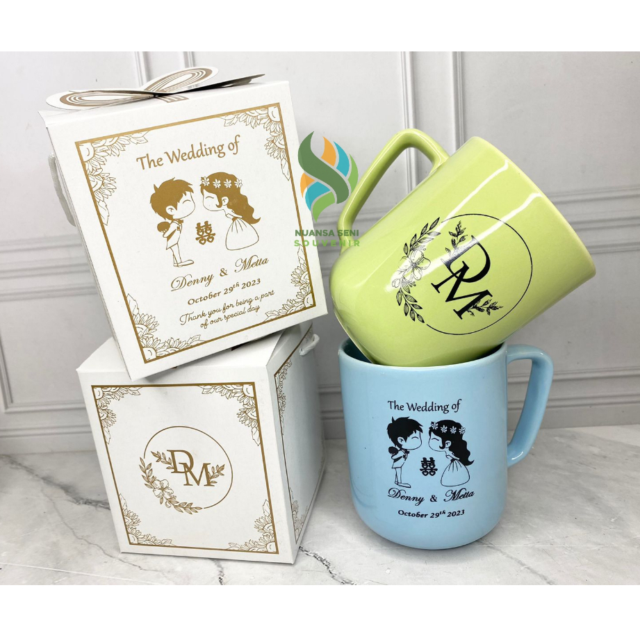 Souvenir Gelas Mug Oval Keramik Mug Nono Cangkir Kopi Minum Gagang Porselen Sablon