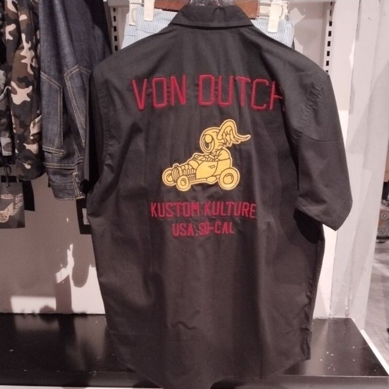 KEMEJA VON DUTCH ORIGINAL KUSTOM BORDIR BLACK