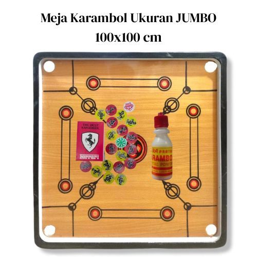 Paket Papan Karambol Ukuran JUMBO 100x100 Free kristal & biji karambol + bubble dan fragile