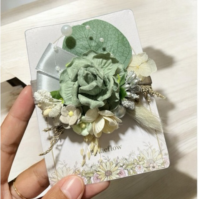 wrist sage hijau green bunga tangan gelang bridesmaid pengantin pernikahan