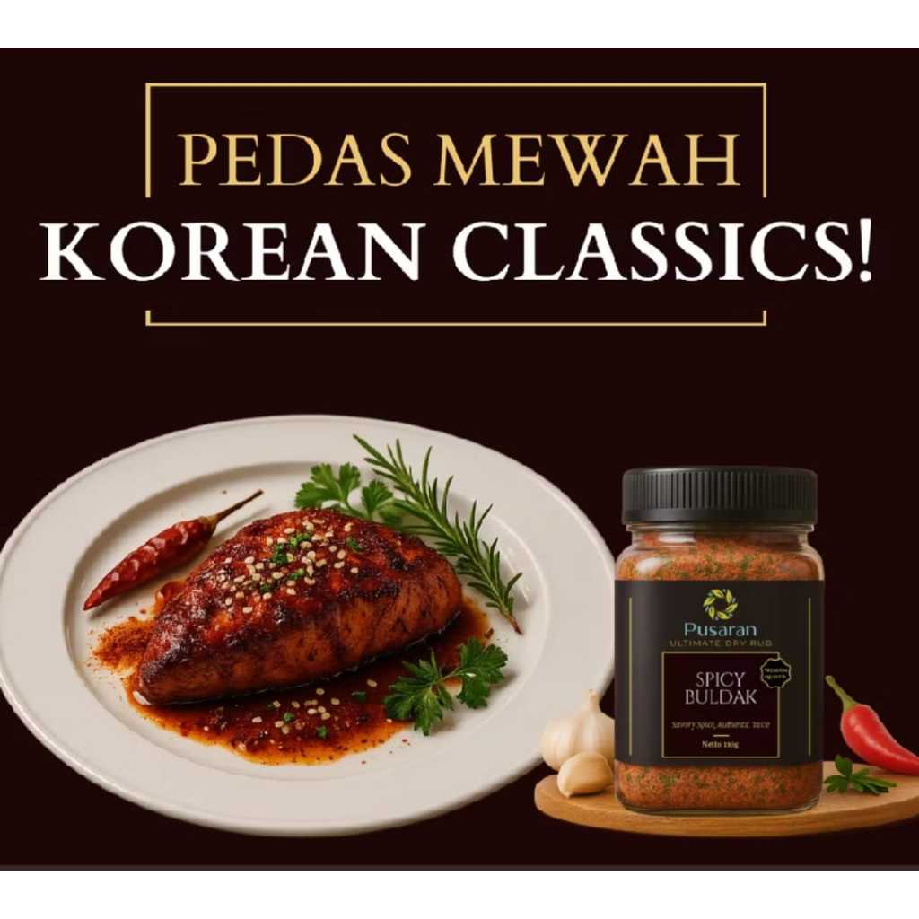

PUSARAN REMPAH SPICY BULDAK KOREA - Dry Rub Bumbu Marinasi Instan Rendah Kalori 110gr