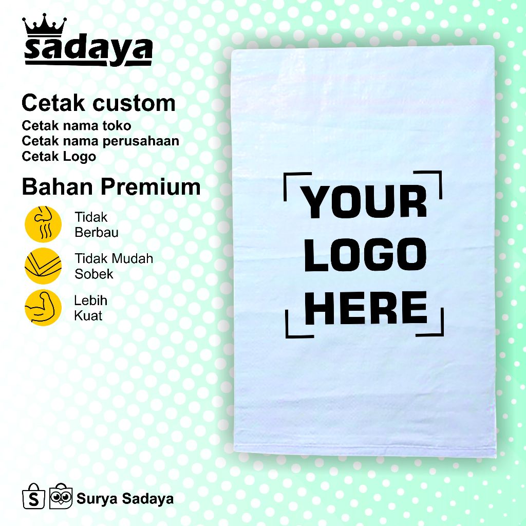 Cetak Karung 40x60 cm Custom Polybag Sablon Karung Plastik 15kg