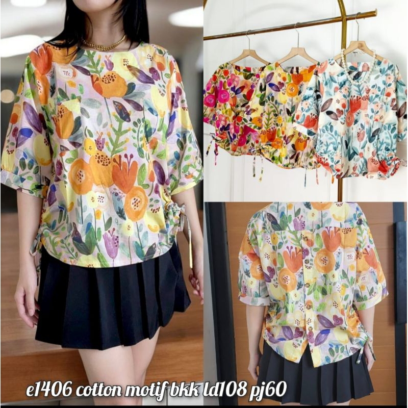 JC88 - Hanako Blouse - Blouse Katun Motif Bunga Premium