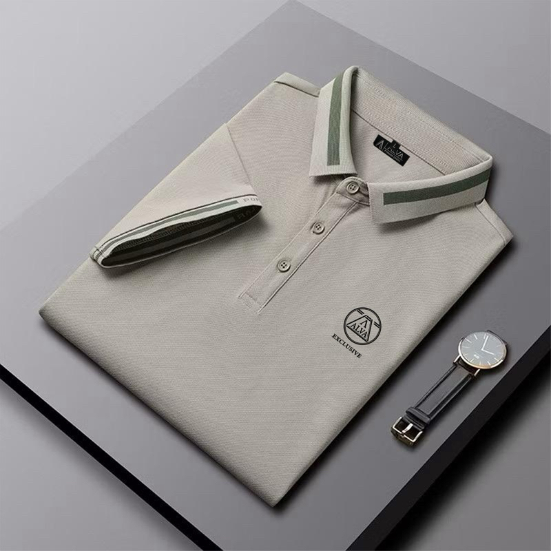 RIBTWO Polo Shirt Pria Business Formal Casual Polo Pendek Fashion kaos lengan pendek pria ll Putih