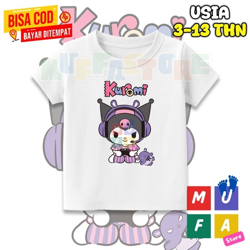 Kaos anak laki laki/ perempuan KUROMI CHARACTER / kaos anak bisa pake nama