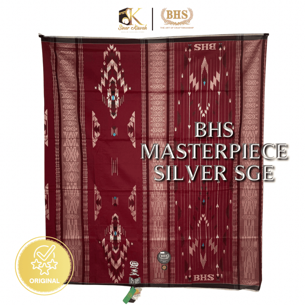 Sarung BHS Masterpiece Silver SGE Muslim Motif Santri Dewasa Pria Katun Tenun - Sinar Kiswah