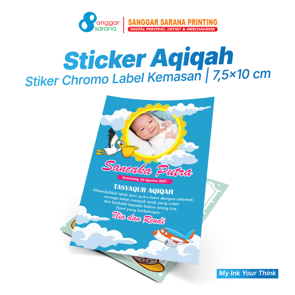 

Stiker Aqiqah Custom Nama | Stiker tasyakur Bahan Chromo Ukuran 7,5 X 10 cm FREE TEMPLATE