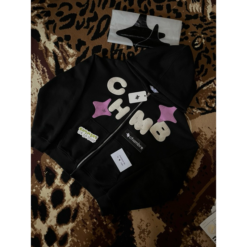 ZIPPER HOODIE CHMB SHOOTING LOVE BLACK