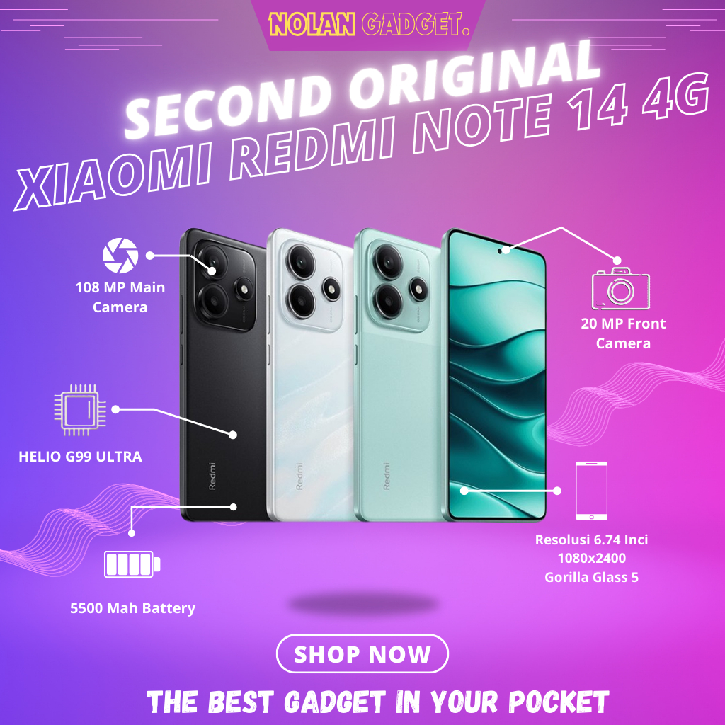 XIAOMI REDMI NOTE 14 4G RAM • 8/128 • 8/256 GB • RESMI XIAOMI FULLSET SECOND
