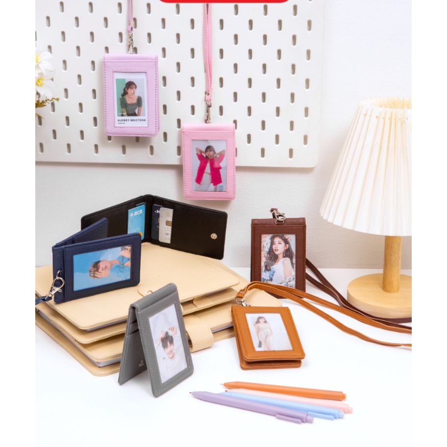 

Bisa Cod Flashee Lanyard ID Card Holder Harper Lanyard Name Tag Kulit Dua Sisi Bolak Balik Mika Kancing