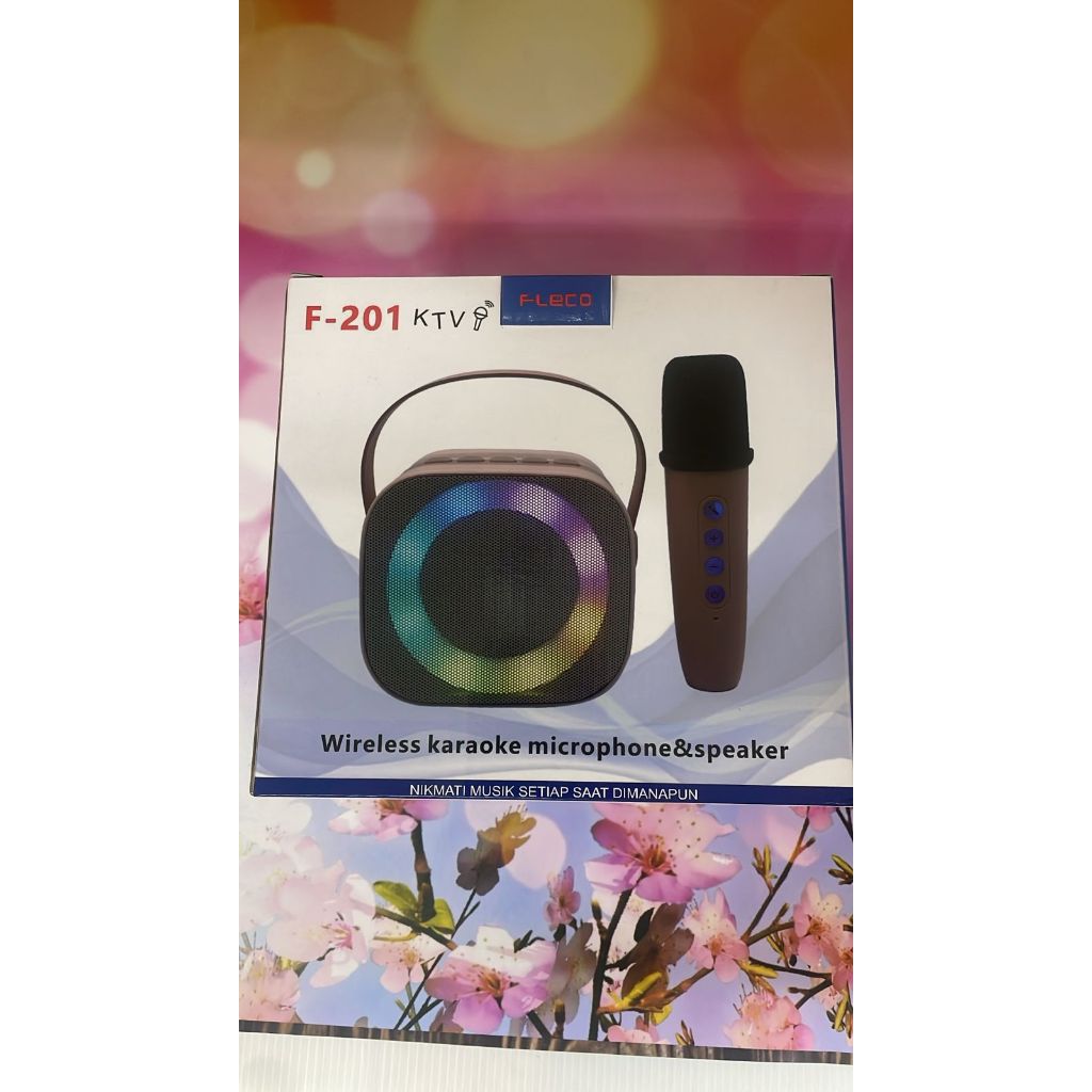 Speaker Karaoke Bluetooth Portable KTV Fleco F-201 Mic Wireless