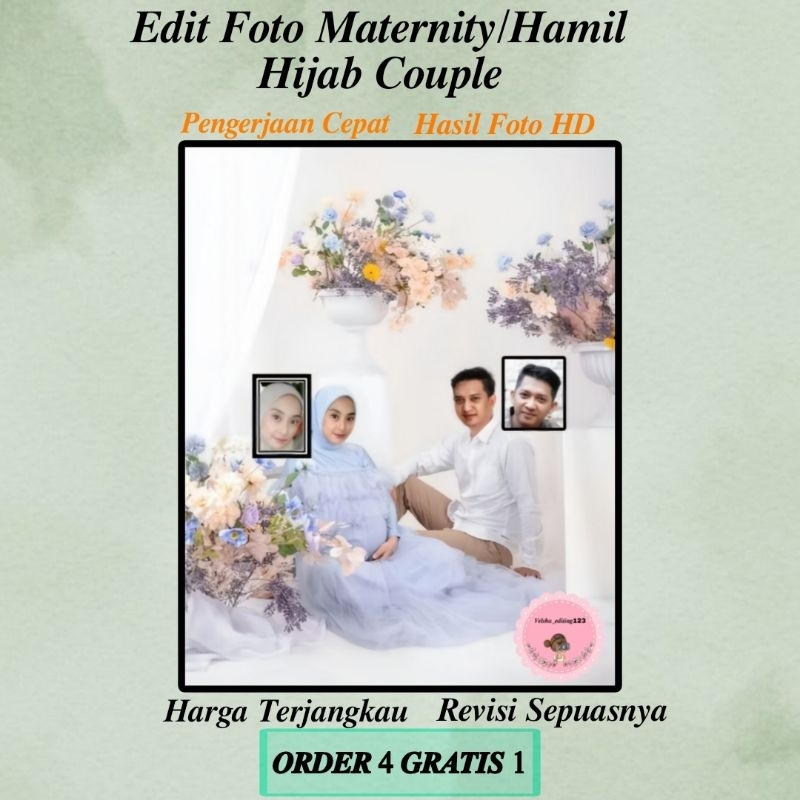 EDIT FOTO MATERNITY/HAMIL COUPLE HIJAB PART 1 SOFT FILE TANPA CETAK