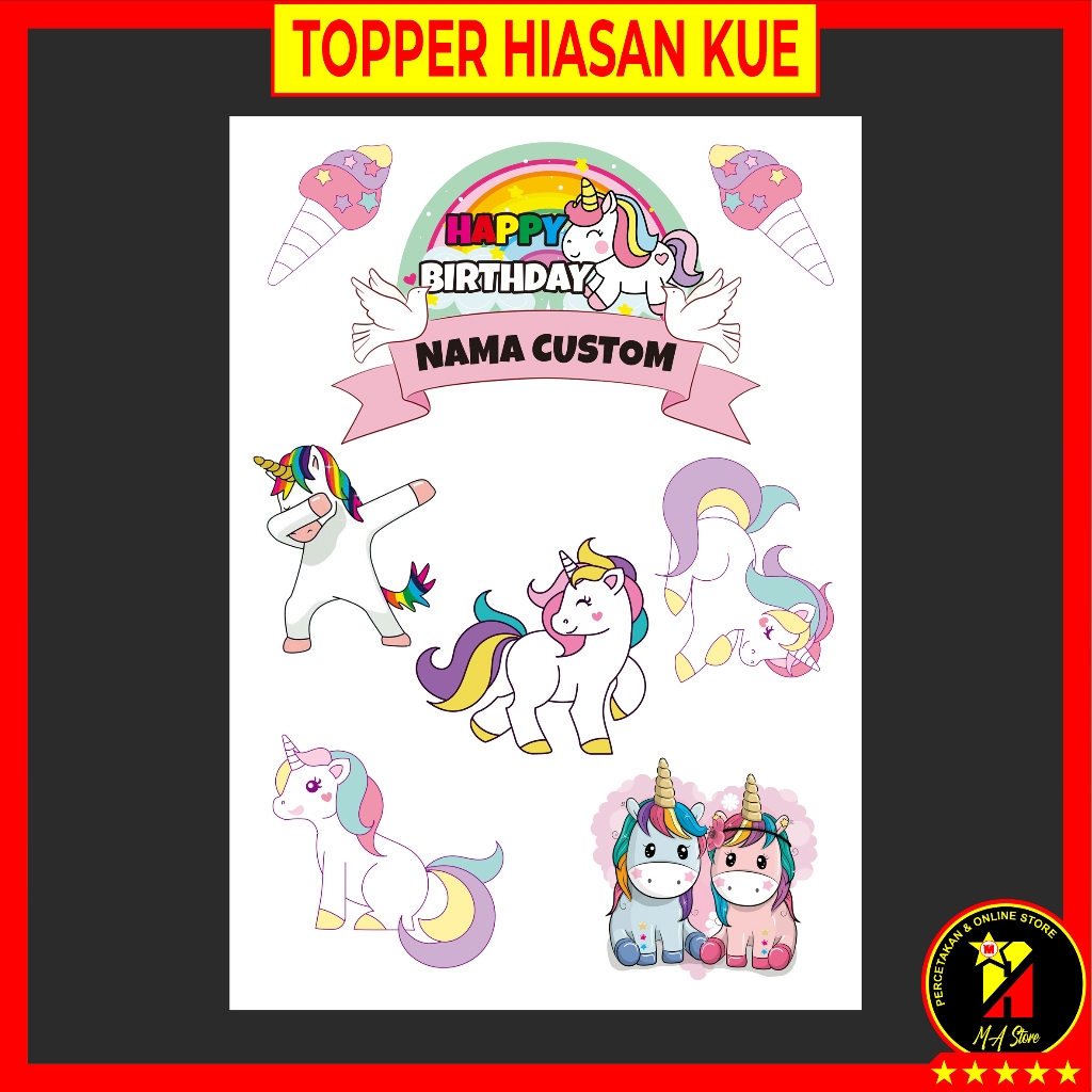 

Topper Hiasan Kue Ulang Tahun Karakter Kuda Unicorn Bahan Kertas Foto Kualitas Glossy