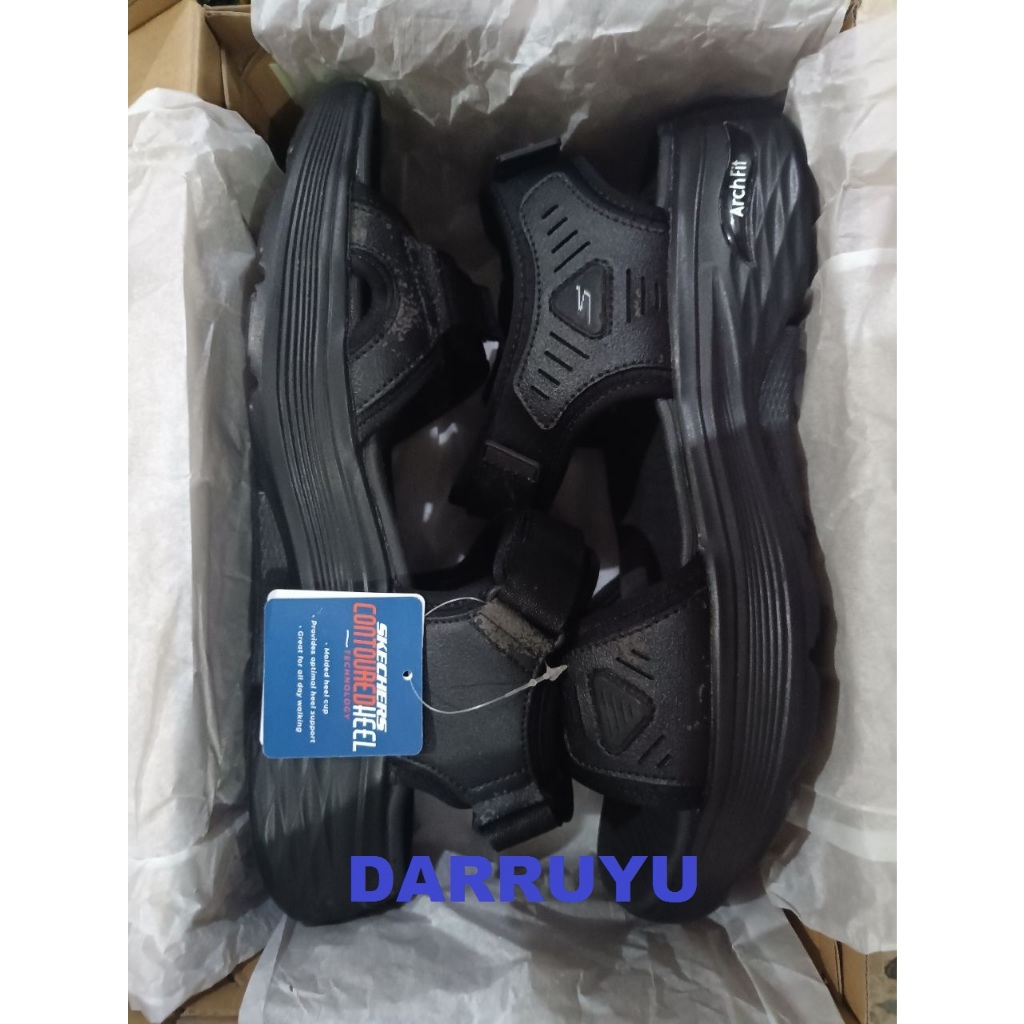 Sepatu Sandal SKECHERS Max Cushioning Arch Fit Prime Black Size 44.5 R (229145/BBK) ORI (BNIB)