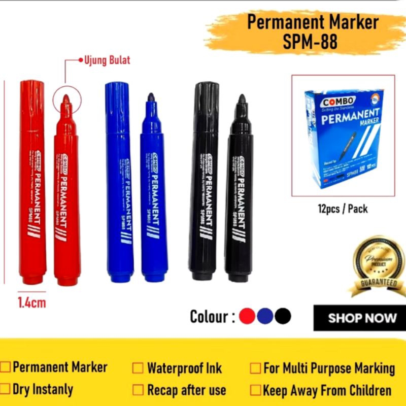 

SPIDOL PERMANENT HITAM COMBO SPM88 ECER SATUAN