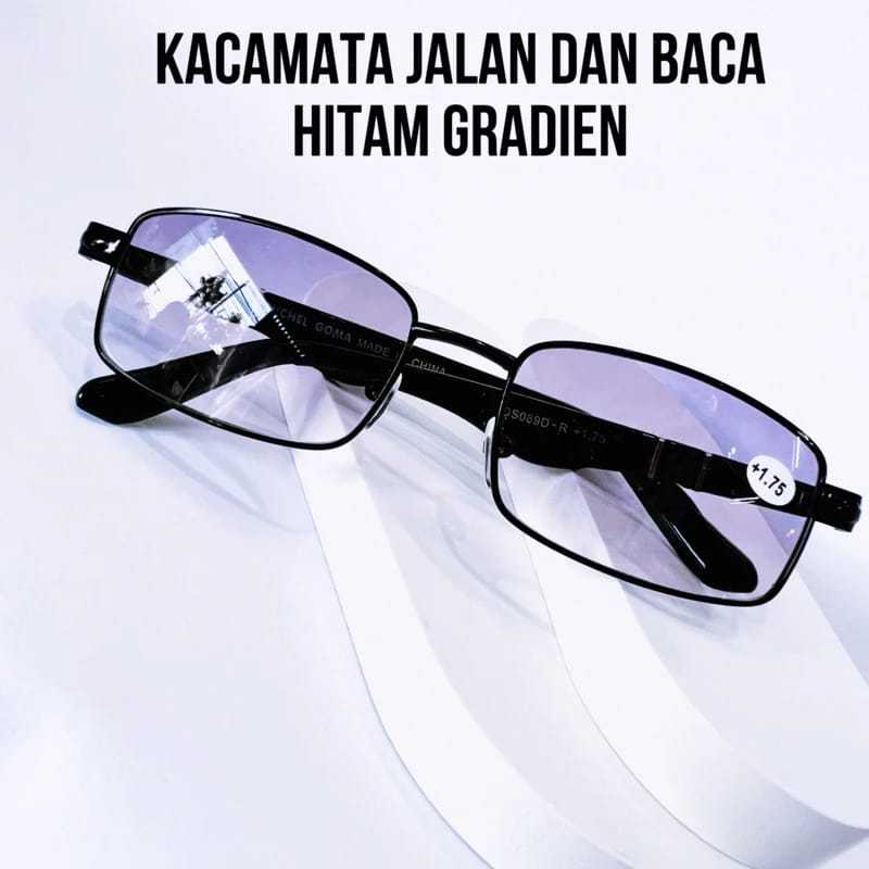 Ale Kacamata BACA & JALAN Double Lensa Kacamata Unisex Pria Wanita Lensa Plus +1,+2,+3 Double Lensa