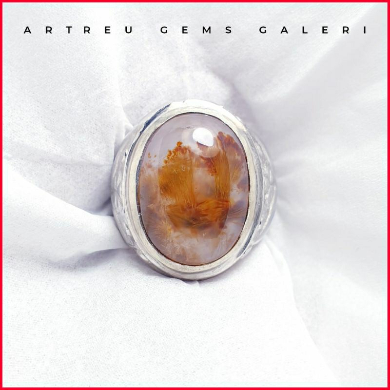 Batu Cendana Serat Emas Unik | COD Bisa | Cincin Batu Akik Ring 5 - 10