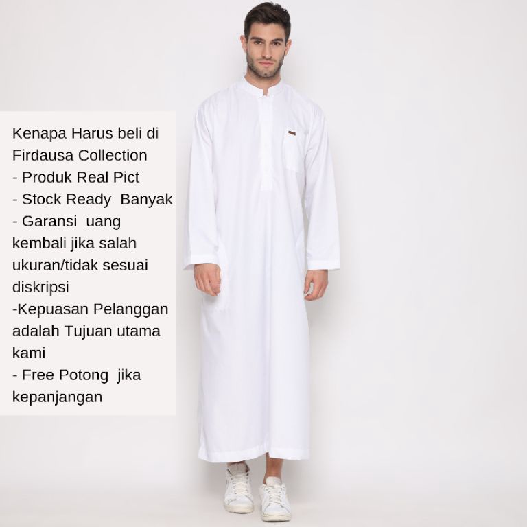 KODE O78E Jubah Putih Gamis Pria Laki  Laki Remaja DewasaGamis Pria Polos Katun Toyobo PremiumJubah 