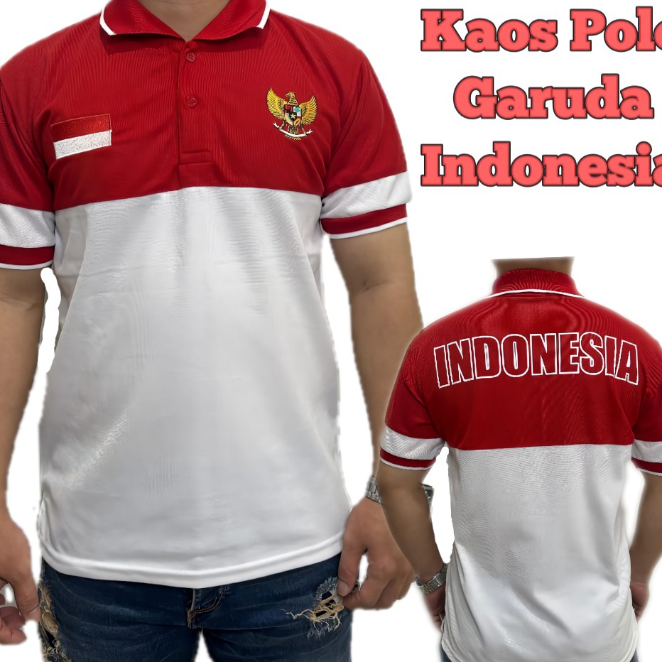 Big Sale  POLO SHIRT 17 AGUSTUS  KAOS KERAH GARUDA INDONESIA  BAJU MERAH PUTIH BORDIR GARUDA