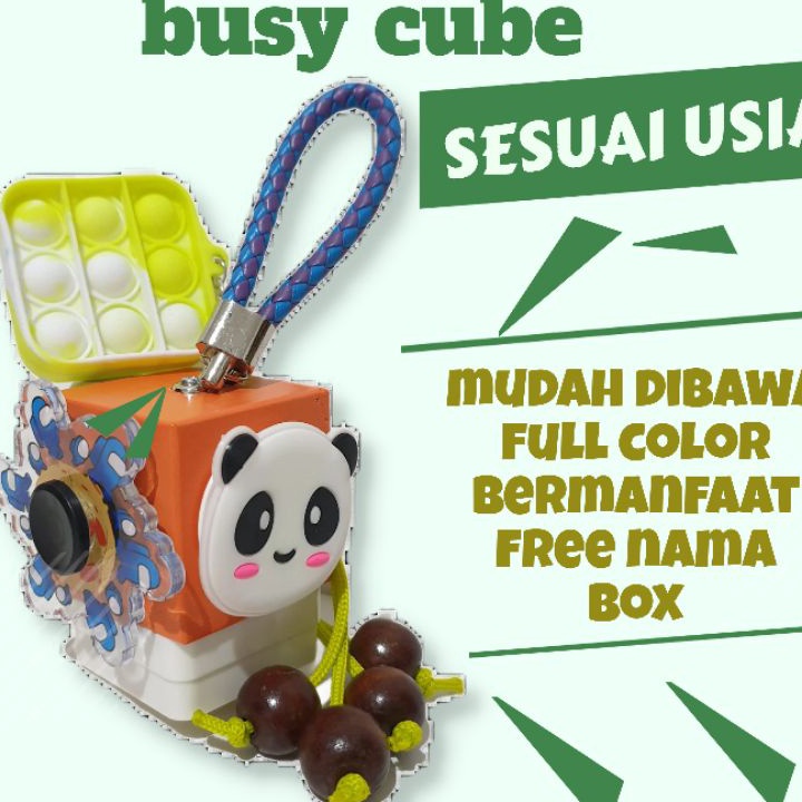 Limited nafisah edutoys kubus BUSY CUBE BLOCK CUSTOM NAMA SESUAI USIA balok sibuk mainan kayu montes