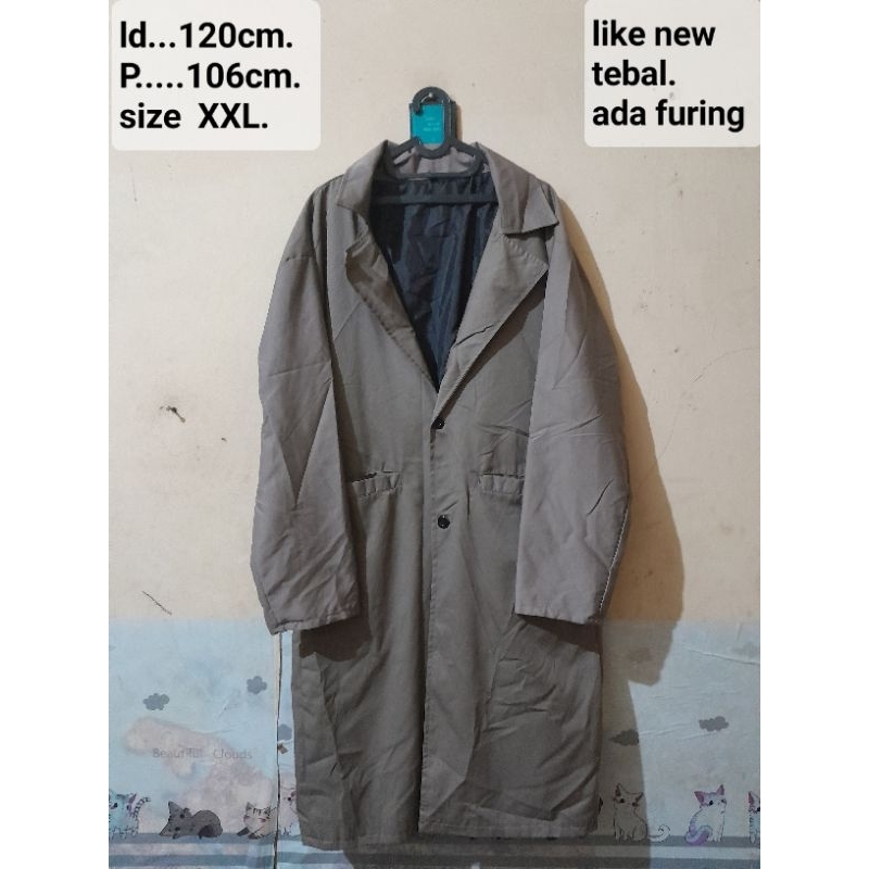 Long coat/ long jacket lengan panjang  jumbo  size XXXL (ld...120cm,P...106cm)