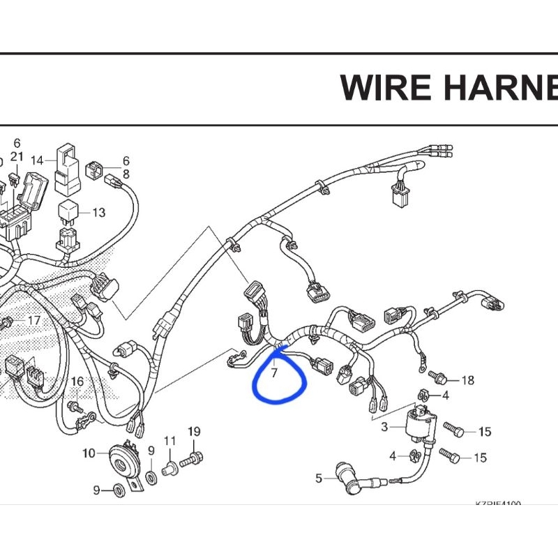 Sub harness enggine untuk motor Vario 125FI Old non LED tahun 2013 number part 32104KZR650