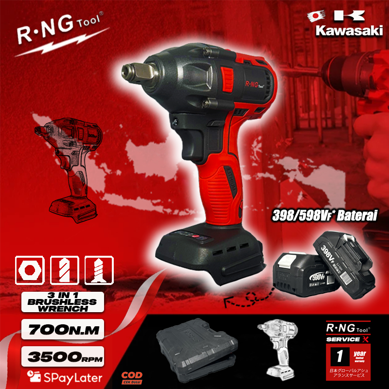 【Garansi 1 tahun】700N.M kunci impact impek baterai mesin impact impact baterai murah cordless impact