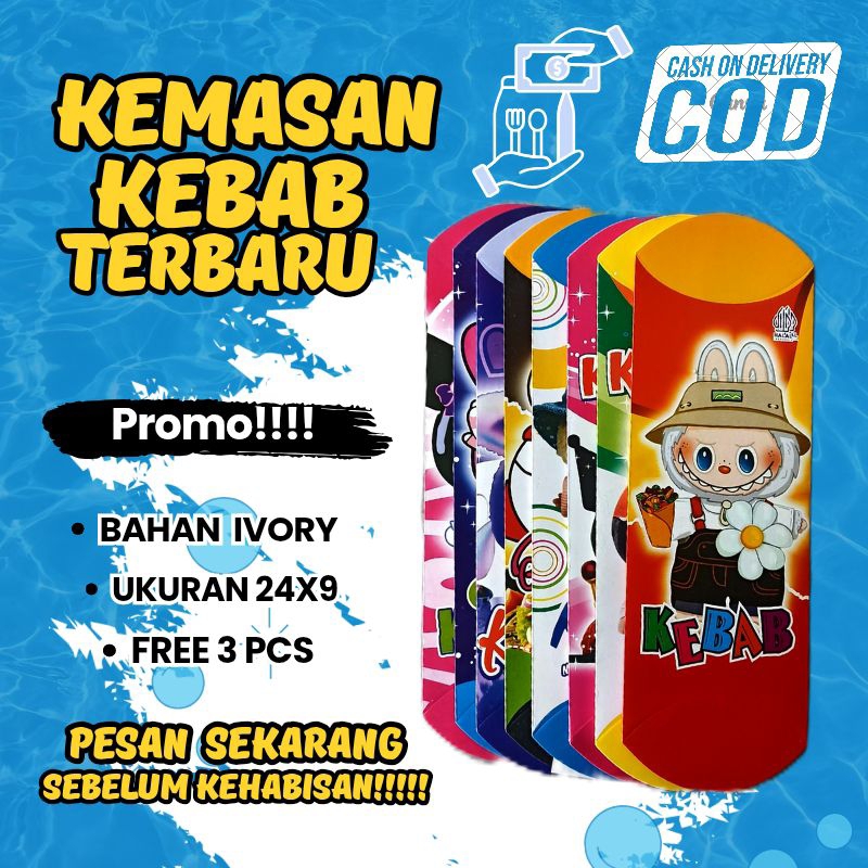 wadah kebab, bungkus kebab murah, kemasan kebab ukuran 24x9cm, bungkus kebab 100pcs, bungkus kebab t