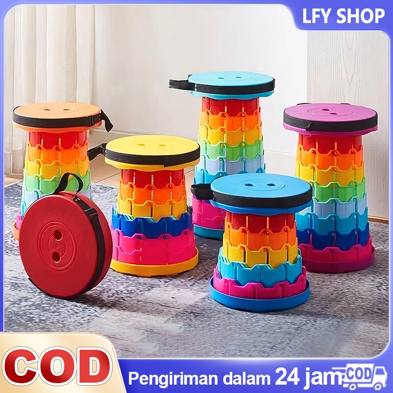 NEW LFY Bangku Lipat Kursi Lipat Portable Bangku Teleskopik Plastik Tinggi Dapat Disesuaikan