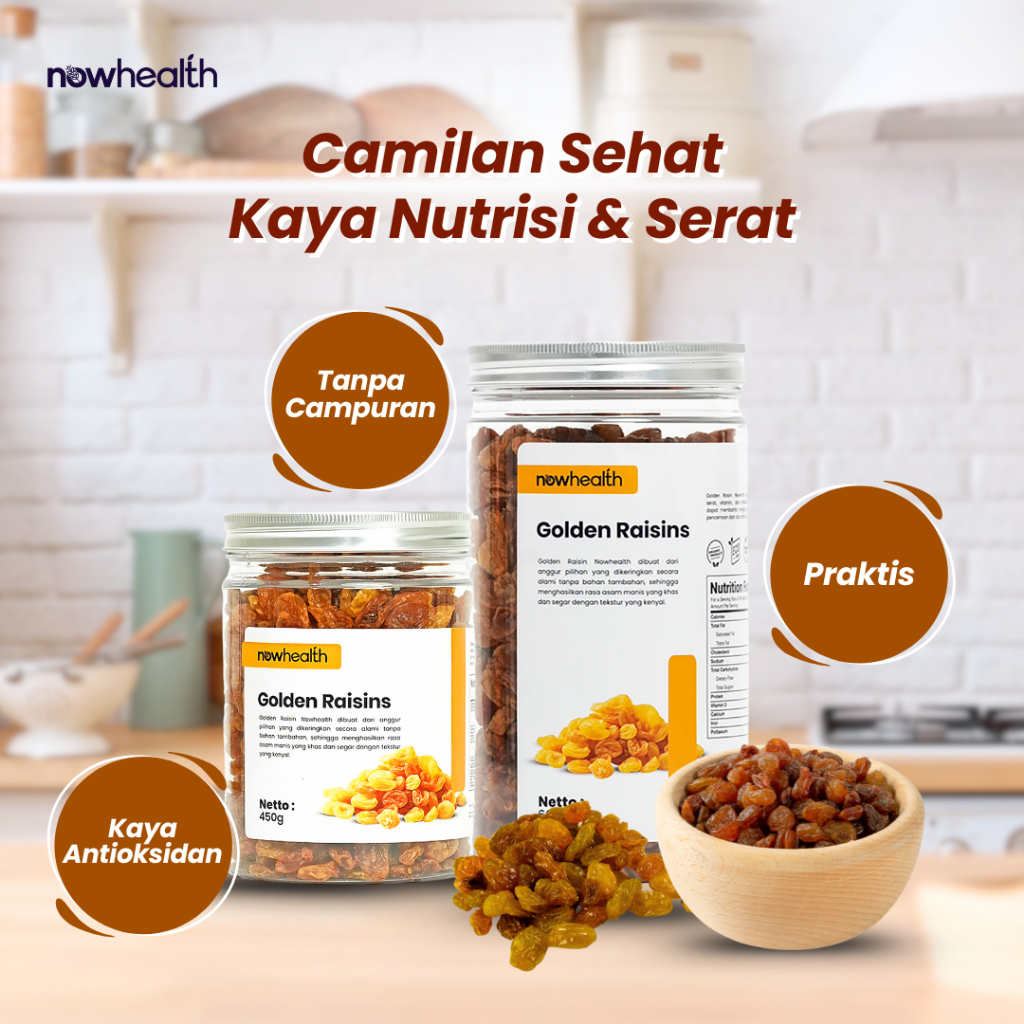 

Golden Raisin 600 gr Nowhealth Kismis Asam Manis Organik Topping Campuran Camilan Sehat
