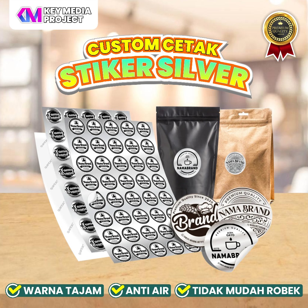 

Cetak Stiker / Print Sticker Label Silver / Cetak Stiker Label / Cutting Kisscut & Diecut / Label