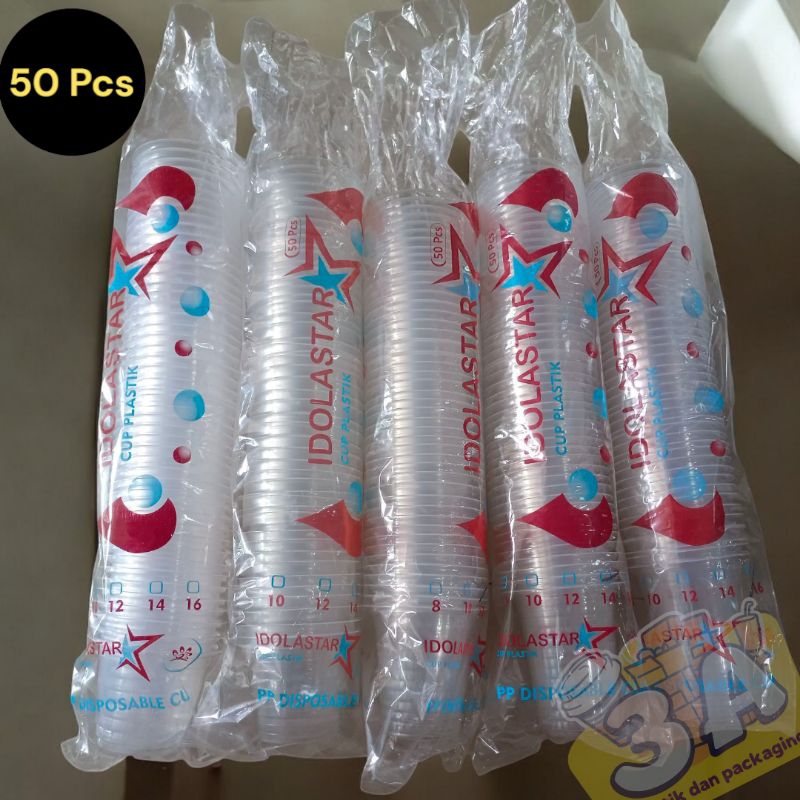 GELAS CUP PLASTIK MERK IDOLA STAR/GELAS ES BUAH DLL Ukuran 8 oz s/d 16 oz