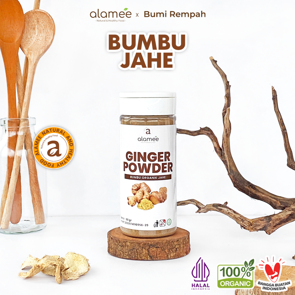 

ALAMEE Ginger Seasoning Powder Jahe Putih Bubuk Minuman Herbal Bumbu Masakan Dapur Instan 50g