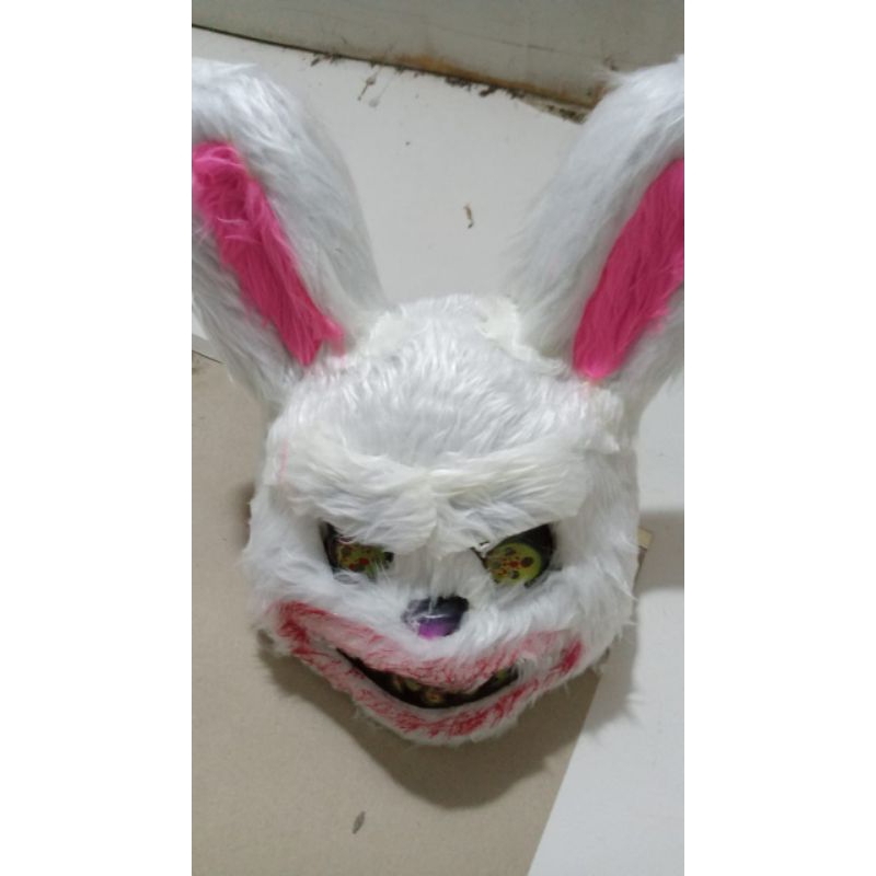 Topeng kelinci putih seram Topeng kelinci berdarah Topeng seram  Topeng Halloween