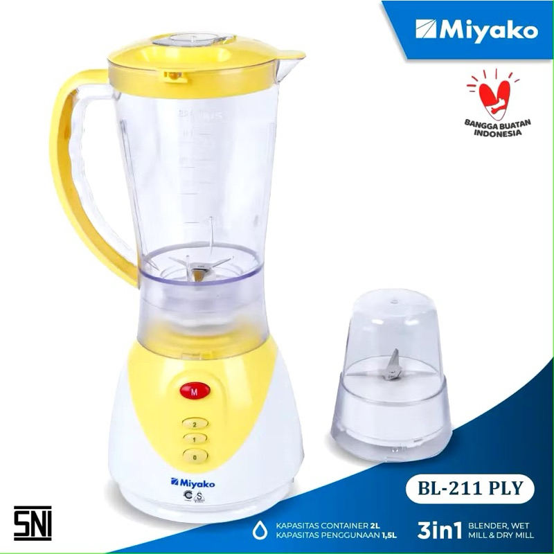 blender miyako BL211PLY (plastik) - kuning 1,5L
