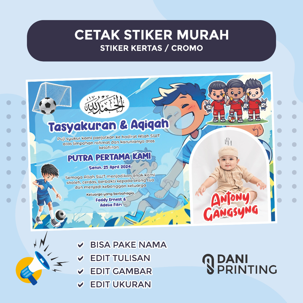 

Paket Stiker Label 50 Pcs / Acara Aqiqah / Ulang Tahun / Syukuran