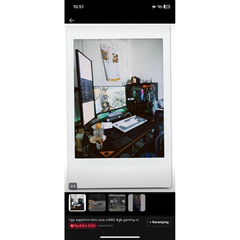 VGA CARD GAMING 4GB rx580 nitro shapire